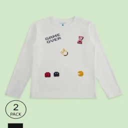 Pantaloons Baby Kids Black & White Cotton Printed Full Sleeves T-Shirt-picture-40