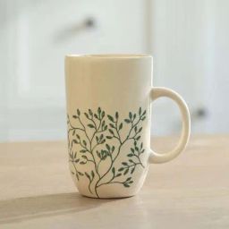 Ellementry Livada Off-White & Green Ceramic Tall Mug (0.5 L)-16