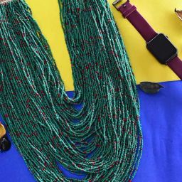Imli Street Green Golden Long Beaded Necklace-18