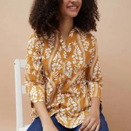 Colour Me By Melange Yellow Cotton Regular Fit Printed Shirt-picture-35