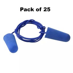 HEAPRO Disposable PU Foam Earplugs with Cord PU Foam 70 cm Cord Length 33 dB SNR Blue, HEAP-02 (Pack of 25) image 2