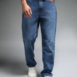 High Star Blue Cotton Straight Fit Jeans-image-82