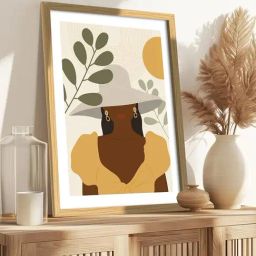 Art Street Boho Illustration Woman In Botanical Wall Painting-51