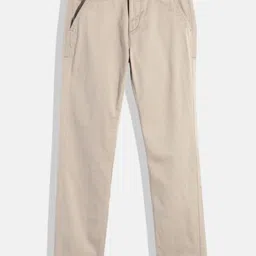 U.S. Polo Assn. Kids Boys Beige Solid Regular Trousers-image-51