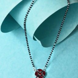 Saraf RS Jewellery Silver Plated Red Stone Studded Statement Mangalsutra-20