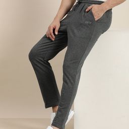 Invictus Indoor Men Grey Melange Solid Regular Fit Mid-Rise Track Pants-image-98