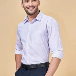 Peregrine by Pantaloons Purple Cotton Slim Fit Self Pattern Shirt-image-72