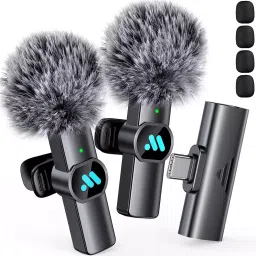LEKATO Lavalier Wireless Microphone Omni-directional Battery Powered 68 dB with Type-C Receiver, Black-11