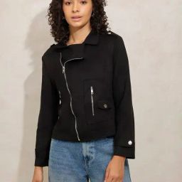 Showoff Black Regular Fit Jacket-5