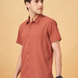 YU by Pantaloons Rust Regular Fit Texture Shirt-picture-3