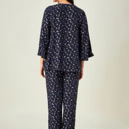 The Kaftan Company Navy Printed Top With Pyjamas image 2