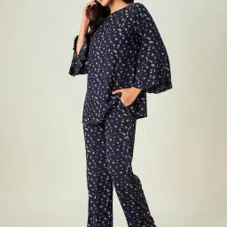 The Kaftan Company Navy Printed Top With Pyjamas image 3