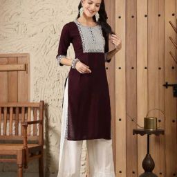 Stylum Purple Embroidered Straight Kurta-image-28