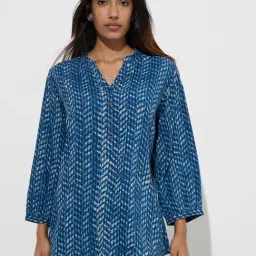 Utsa by Westside Indigo Chevron Printed Straight Kurti-image-79