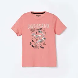 Fame Forever by Lifestyle Kids Salmon Cotton Graphic T-Shirt-picture-48