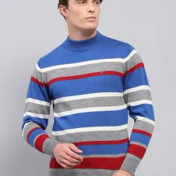 Monte Carlo Grey Regular Fit Striped Pullover-picture-16