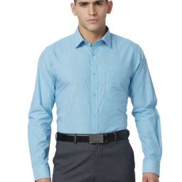 Raymond Blue Cotton Classic Fit Texture Shirts-image-49