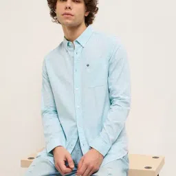 The Bear House Blue Cotton Slim Fit Solid Shirt-picture-15