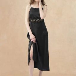 RAREISM Black Polyester Solid Sleeveless Dress-image-71