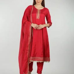 Mustard Red Georgette Printed Dupatta-2