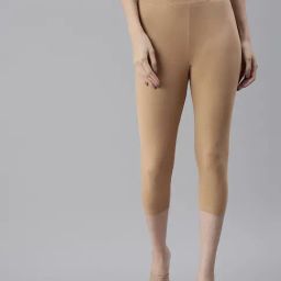 Kryptic Beige Cotton Slim Fit Leggings-image-107