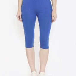 FEELINGS Royal Blue Cotton Plain Capris-picture-47