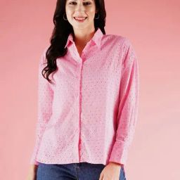 Globus Pink Cotton Self Design Shirt-picture-42