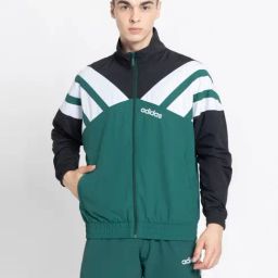 Adidas Originals Green Loose Fit Colour Block Sports Jacket-image-27