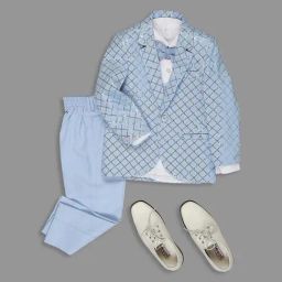 Kids Island Boys Blue & White Embroidery Full Sleeves Suit Set-image-26