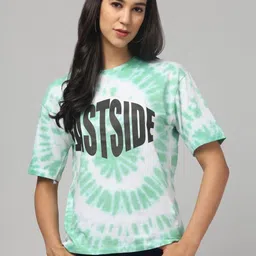 clobug Women Typography Dyed Pockets T-shirt-image-3