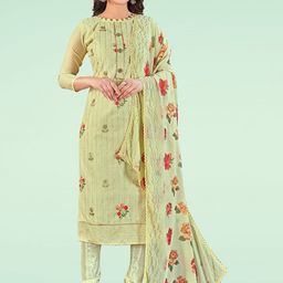 HERE&NOW Embroidered Sequnnied Modal Chanderi Unstitched Dress Material-image-23