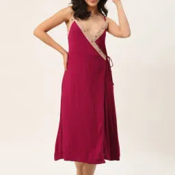 Ms.Lingies Maroon Lace Work Nighty-image-28