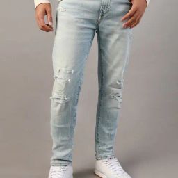 American Eagle Blue Skinny Fit Distressed Jeans-image-67