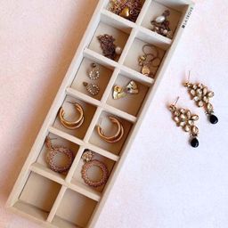 La Trove Cream Premium Velvet 12 Grid Sleek Tray Jewellery Drawer Organisers-42