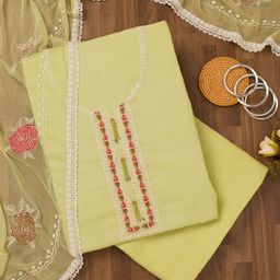 Koskii Floral Embroidered Sequinned Unstitched Dress Material-image-39
