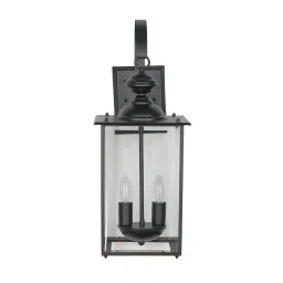 Fos Lighting Transitional Black 2-Lights Glass Outdoor Hanging Wall Lamp - LanternBevel-MS-BLA0-OW2-picture-22