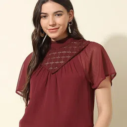 U.S. Polo Assn. Women Self Design Lace Detailed Top-12