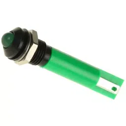 RS PRO Green Panel Mount Indicator 24V AC/DC, Mounting Hole Size 8 mm, Termination Type Solder Tab, IP Rating IP67, Model No 211550-41