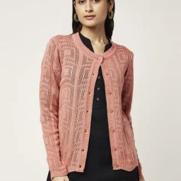Rangmanch by Pantaloons Peach Self Pattern Cardigan-image-36
