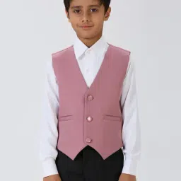 Kids Island Boys Peach Regular Fit Waistcoat-image-81
