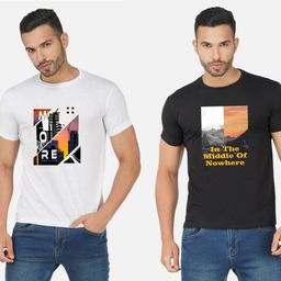 GLOBAL NOMAD Men 2 Printed Bio Finish Applique T-shirt-image-67