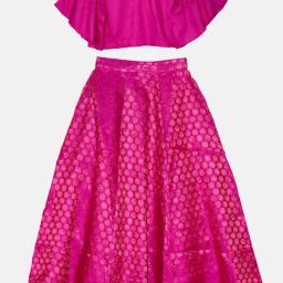 Kiddopanti Kids Fuchsia Solid Lehenga with Choli-image-23