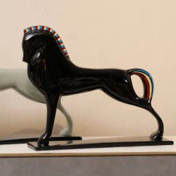 Home4U Black Resin Lewis Horse Sculpture-17