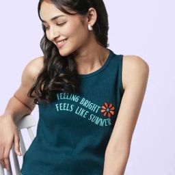 YU by Pantaloons Teal Blue Cotton Printed Top-picture-25