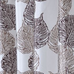 Cortina Set of 2 Brown & White Leaf Printed Window Curtains image 4