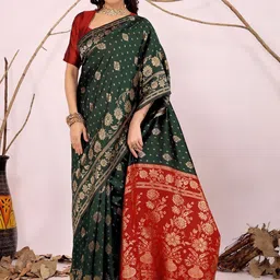 Moda Rapido Green Woven Design Silk Cotton Kanjeevaram Sarees-picture-27