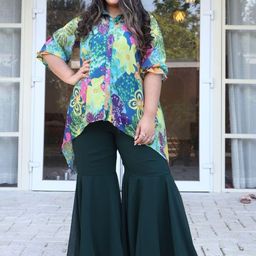 Swadeshi Shringaar Giant Floral Georgette Sharara Co-Ords-81