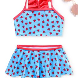 Babyhug Sleeveless 2 Piece Swimsuit Watermelon Print - Blue-image-98