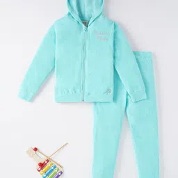 Ed-a-Mamma Cotton Full Sleeves Embroidered Winter Wear Hooded Sweatshirt With Lounge Pant- Blue-picture-34