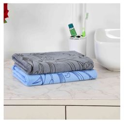 JARS Collections 100% Microfiber Very Soft Floral Print Baby Bath Towel Pack of 2 - Blue & Grey-image-53